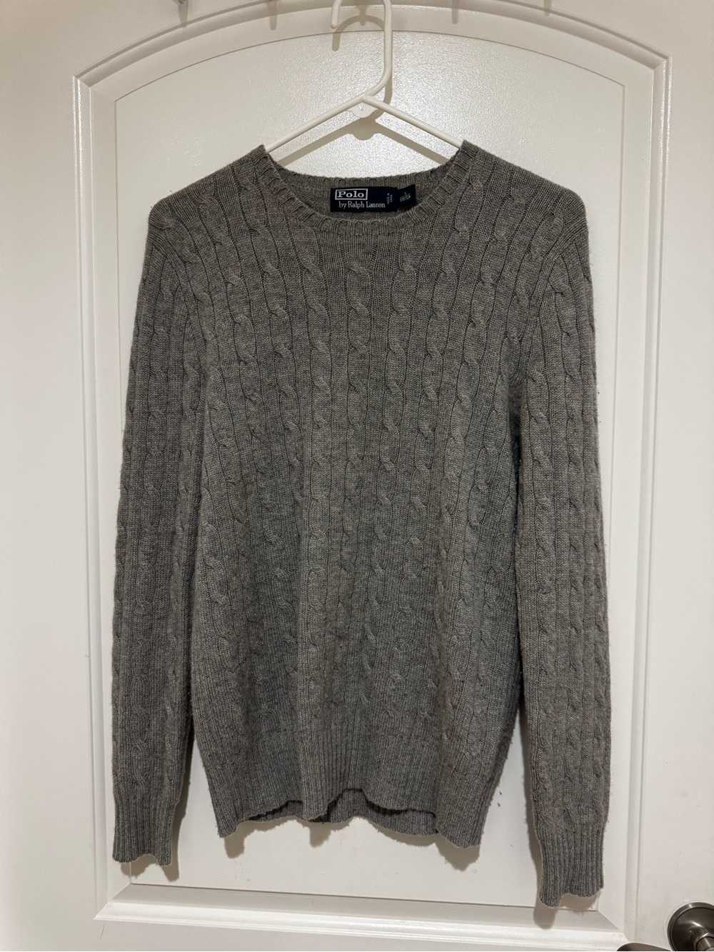Polo by Ralph Lauren Gray Cable Knit Cashmere Sweater